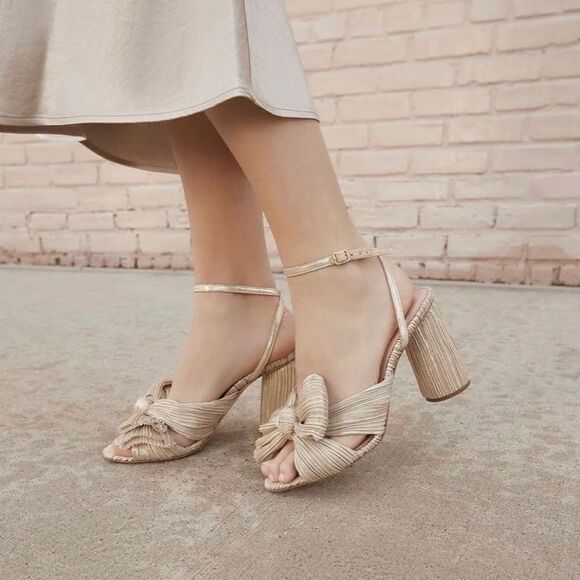 Loeffler Randall Camellia Knotted Lamé Sandals size 6.5 - Picture 2 of 12